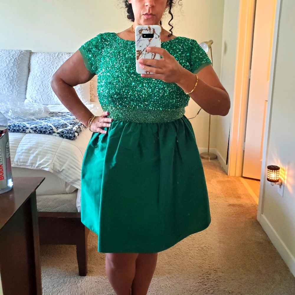 Adrianna Papell Green Sequin Dress